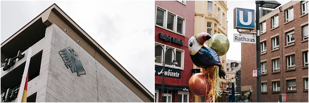 Lockere Hochzeitsfotos Köln Brautpaar mit Fahrrad Bam Standesamt Köln Rentkammer